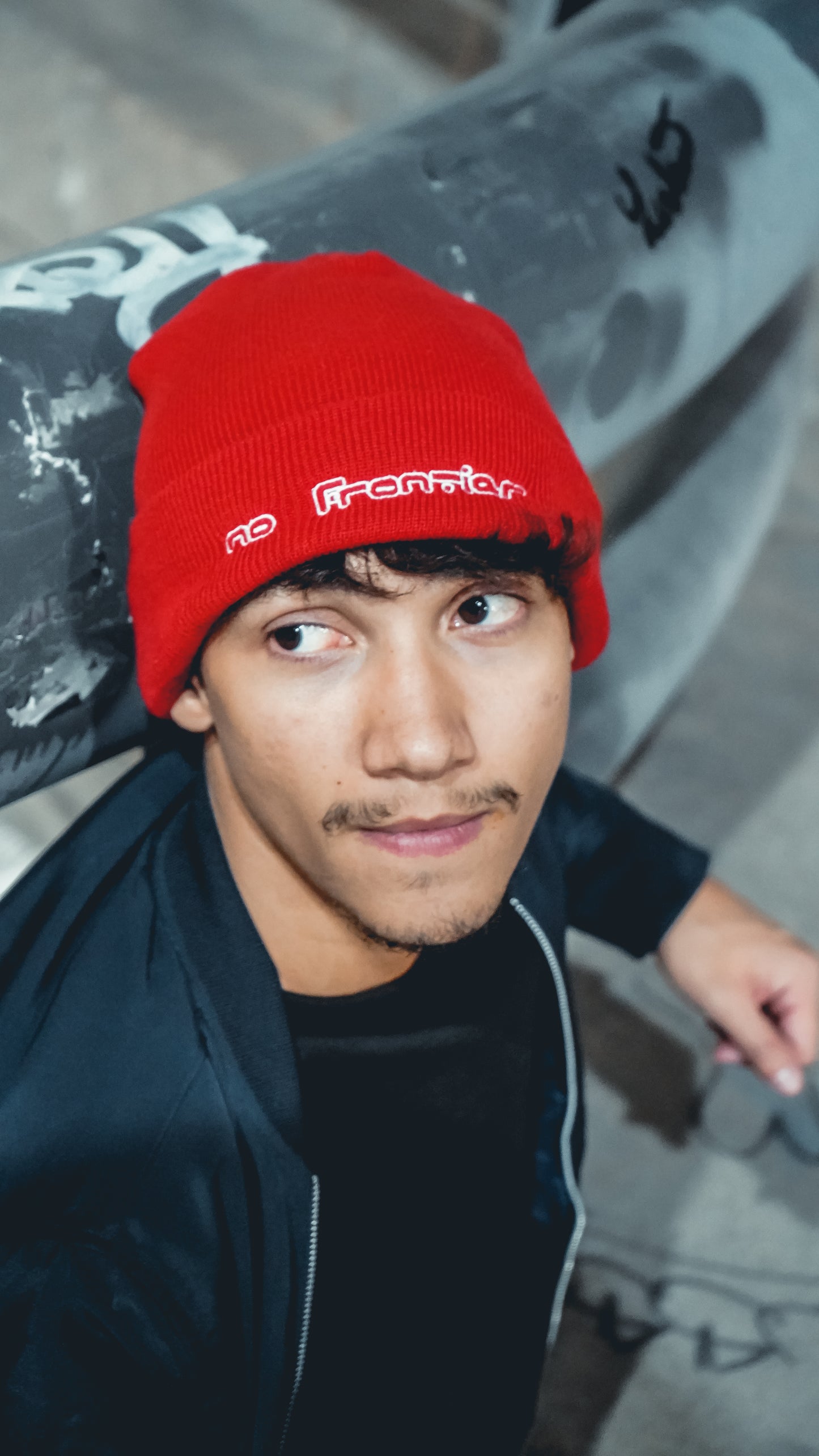 No Frontier Red Beanie