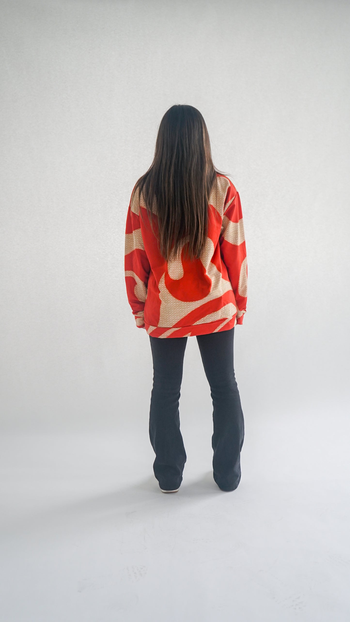 Beige and Red Waves sweatshirt