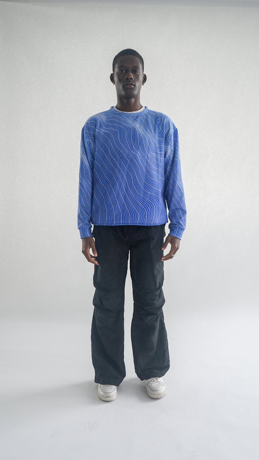 Coordinate Lines Blue Sweatshirt