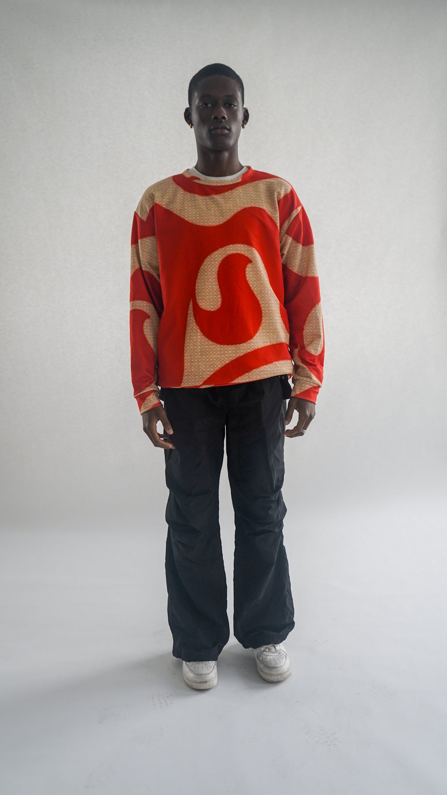 Beige and Red Waves sweatshirt