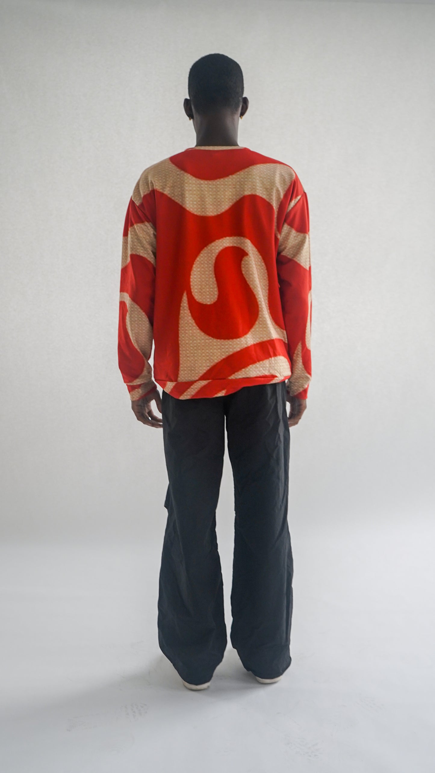 Beige and Red Waves sweatshirt